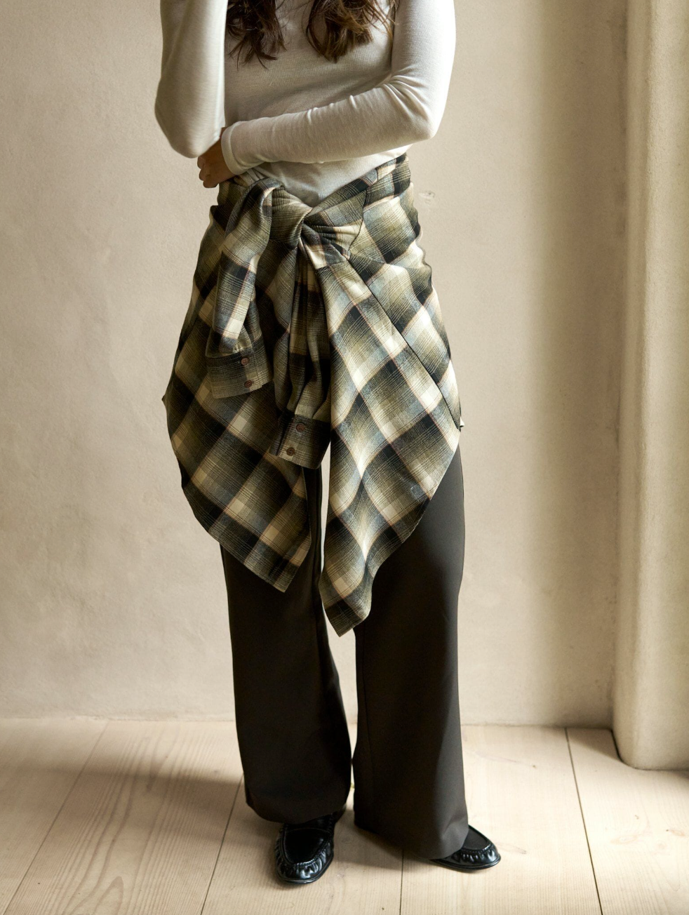 Neo Noir Dalma Flannel Check Shirt Army