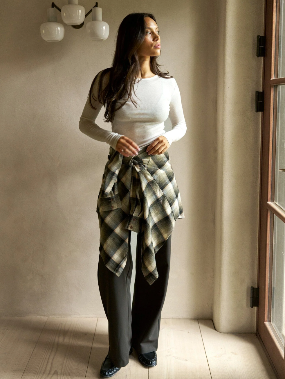 Neo Noir Dalma Flannel Check Shirt Army