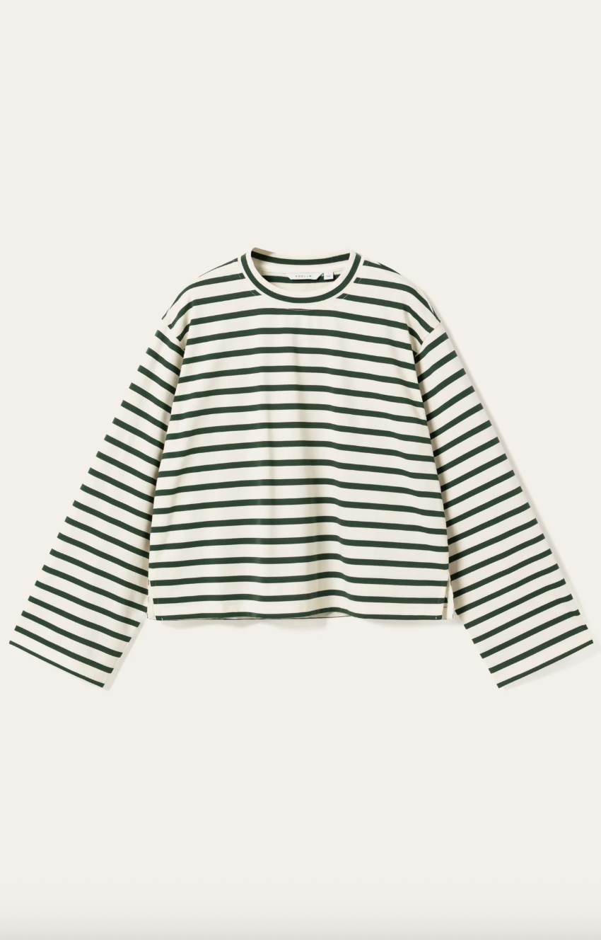 Noella N-Maple LS T-shirt Eton Ivory Green Stripe