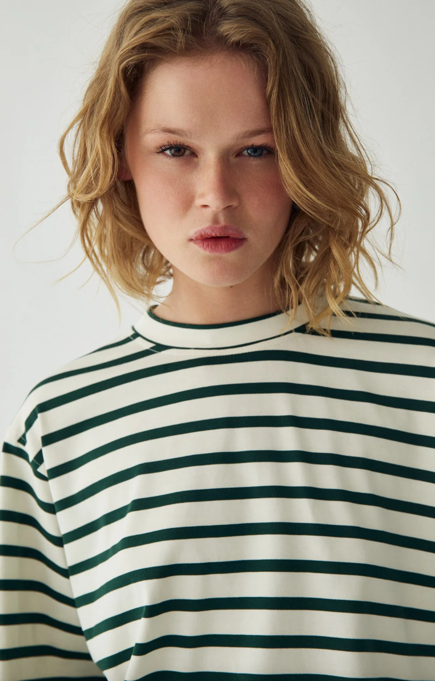 Noella N-Maple LS T-shirt Eton Ivory Green Stripe