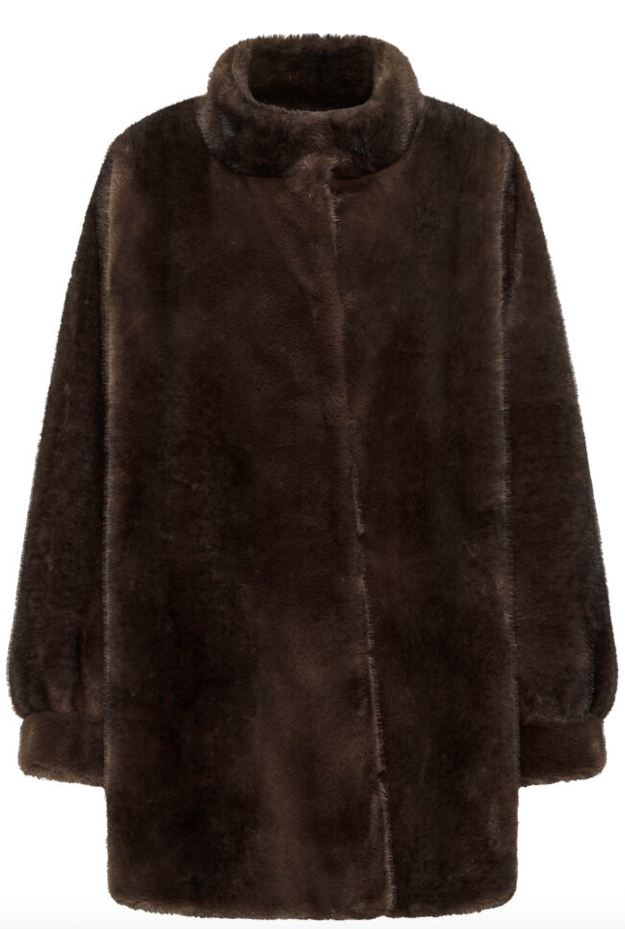 My Essential Wardrobe MWEaston Long Fur Jacket Espresso