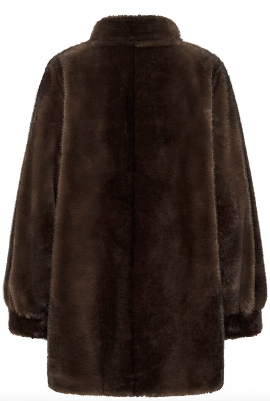 My Essential Wardrobe MWEaston Long Fur Jacket Espresso