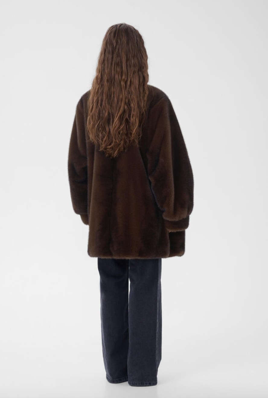 My Essential Wardrobe MWEaston Long Fur Jacket Espresso