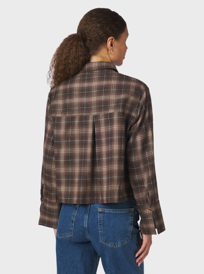 Neo Noir Jaylin Flannel Check Shirt Dark Taupe