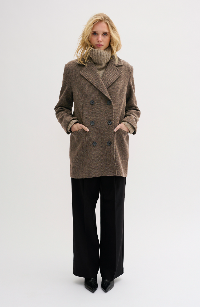 My Essential Wardrobe FrannieMW Short Coat Seal Brown Melange