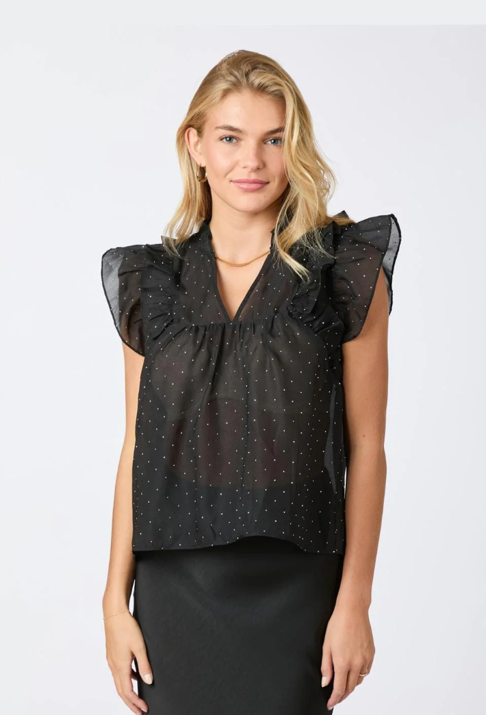 Neo Noir Jayla Bedazzled Top Black