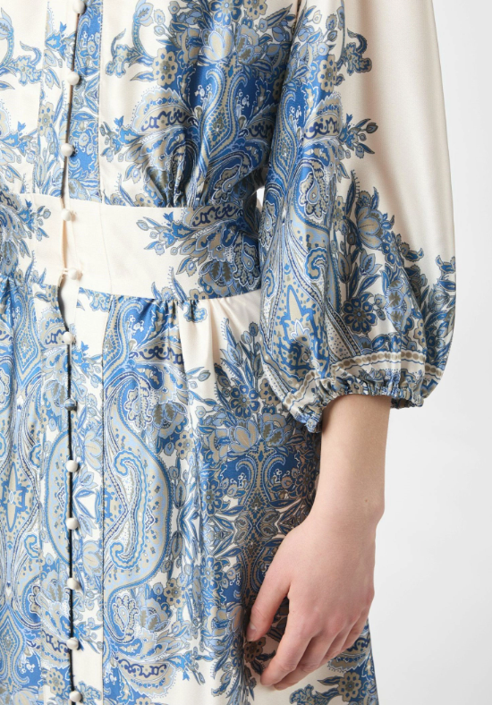 Neo Noir Stellar Paisley Border Dress Ash Blue