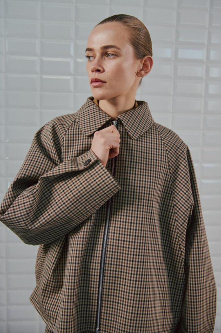 WITHBLACK WBJackie Checked Jacket Brown Camel Check