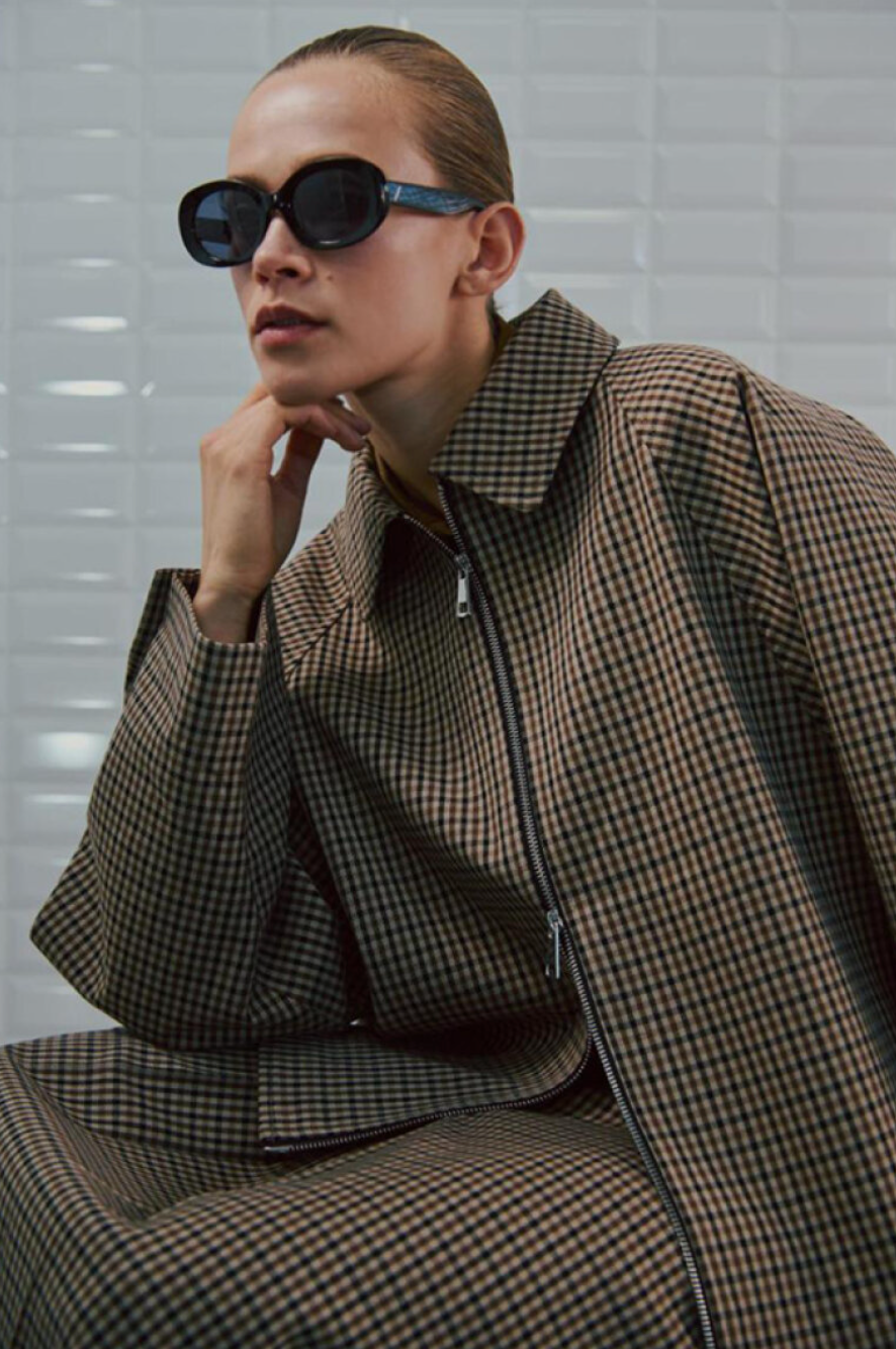 WITHBLACK WBJackie Checked Jacket Brown Camel Check