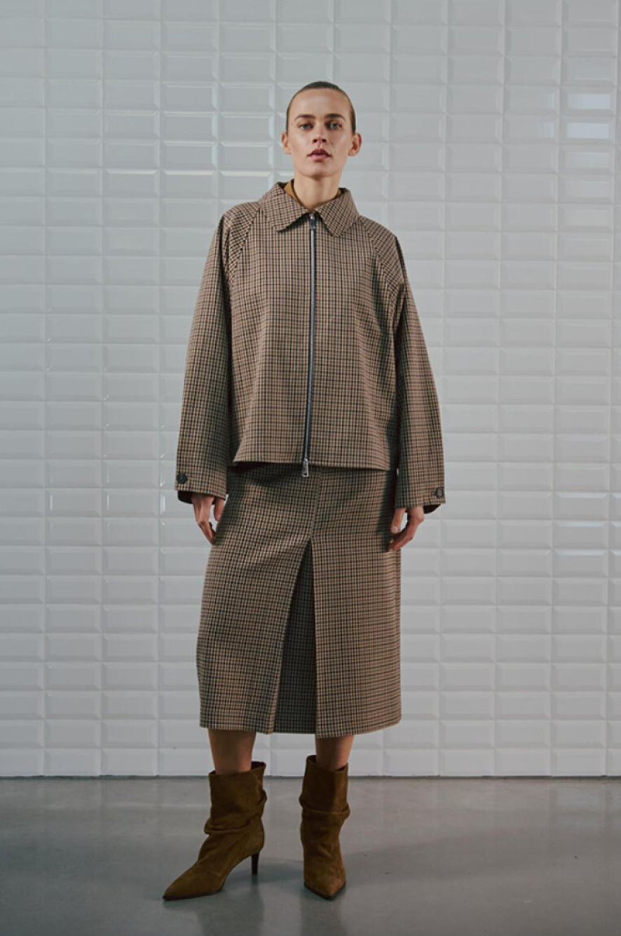 WITHBLACK WBJackie Checked Jacket Brown Camel Check