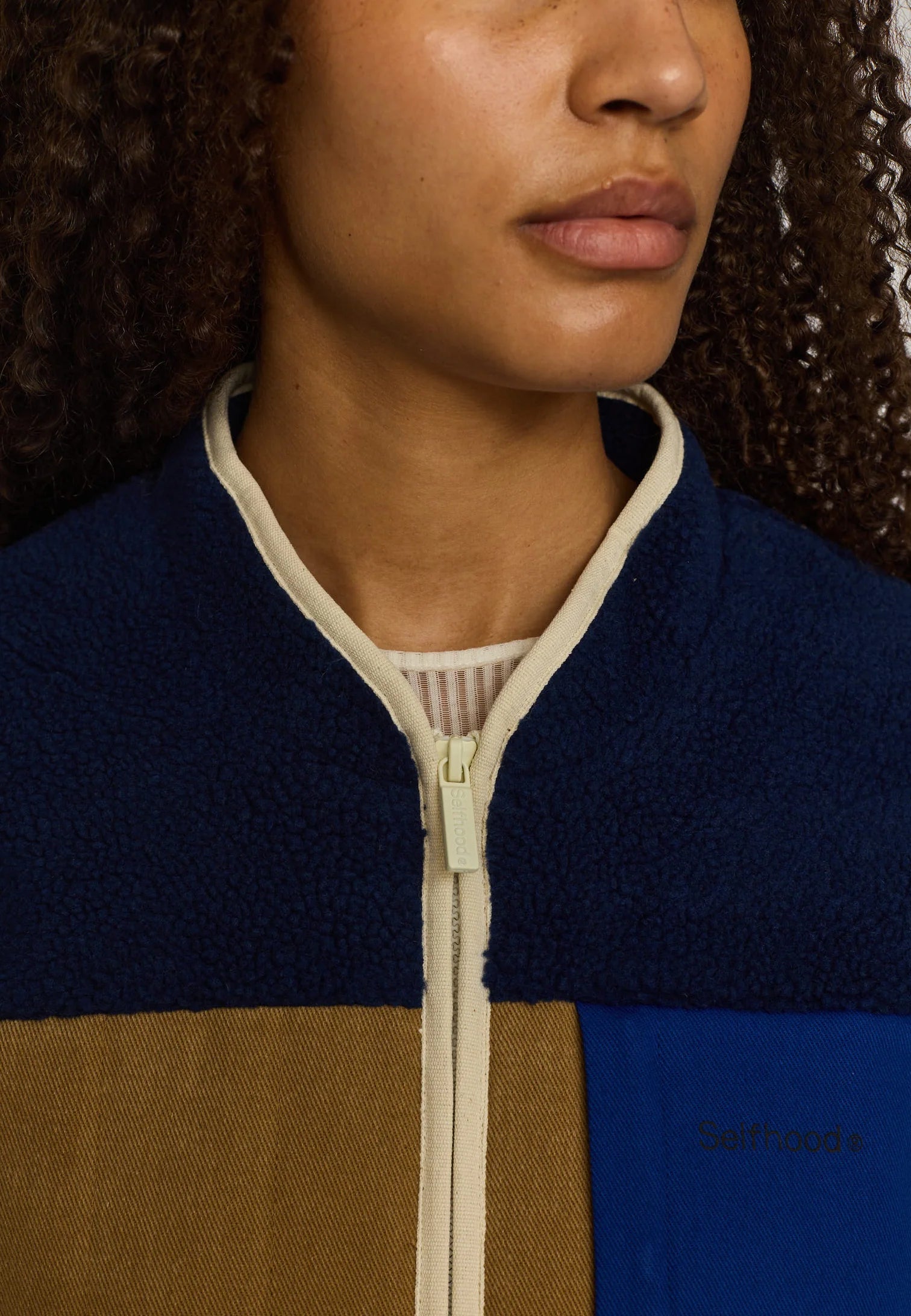 SELFHOOD Teddy Quilt Jacket 77358 Navy