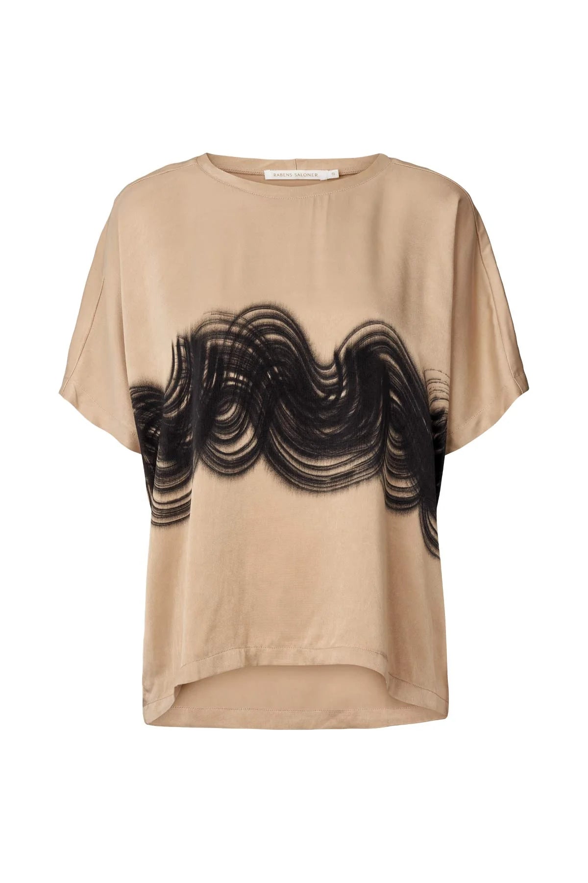 Rabens Saloner Swirl Cropped T-Shirt Maggi W24181121 Black Sculp Combo