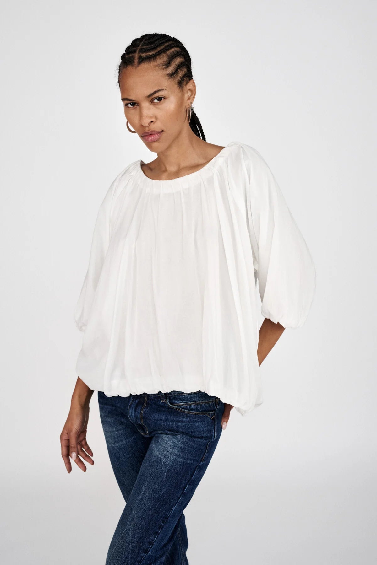 Rabens Saloner Rachelle Voile Cloud Blouse White