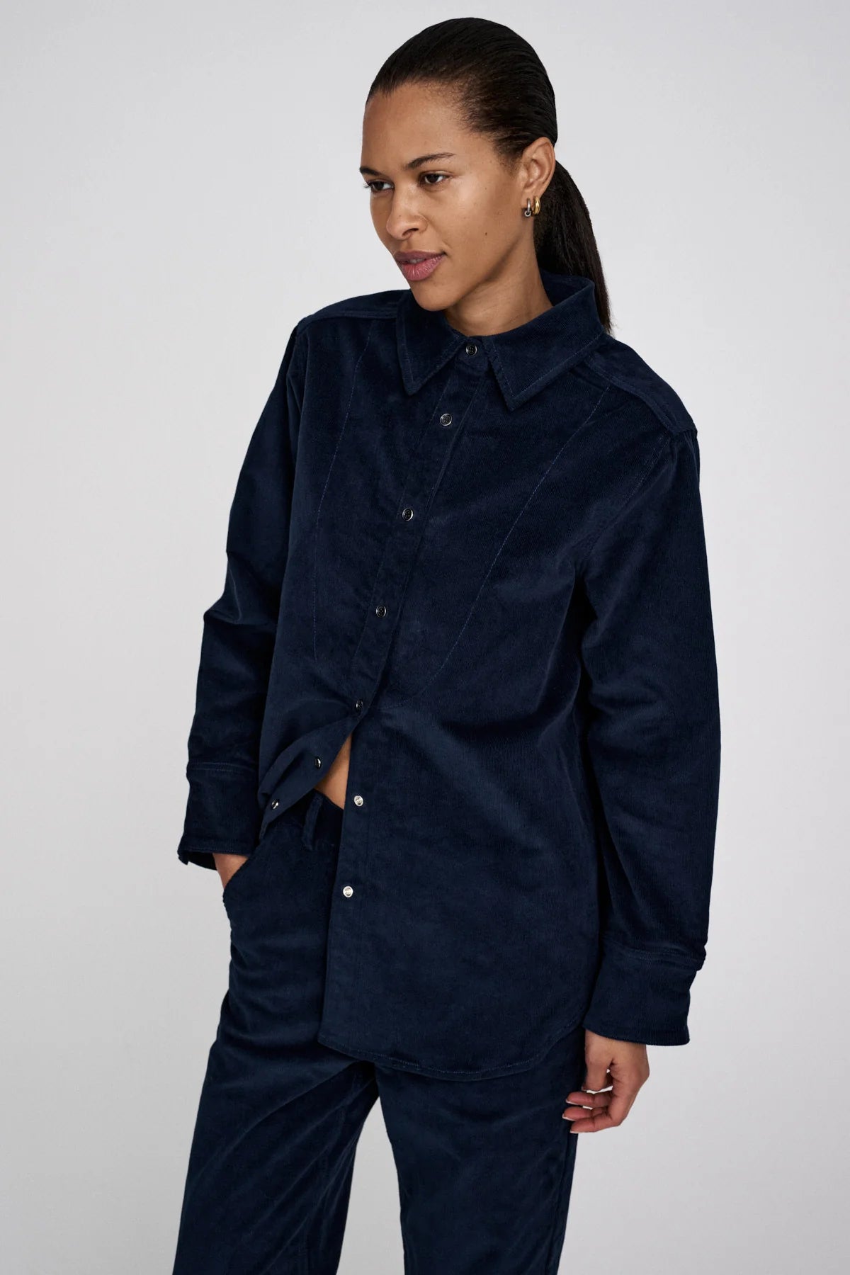 Rabens Saloner Baby Corduroy Shirt Paia Navy