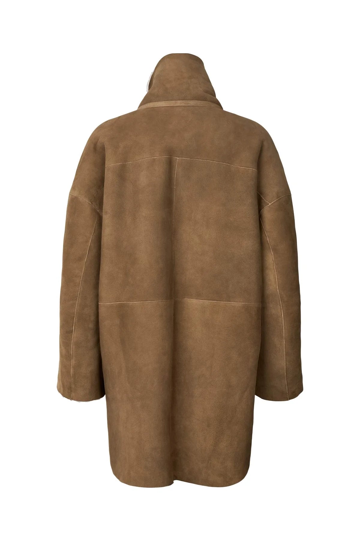 Rabens Saloner Ejsa Sherling Coat Dark Brown Natural Combo