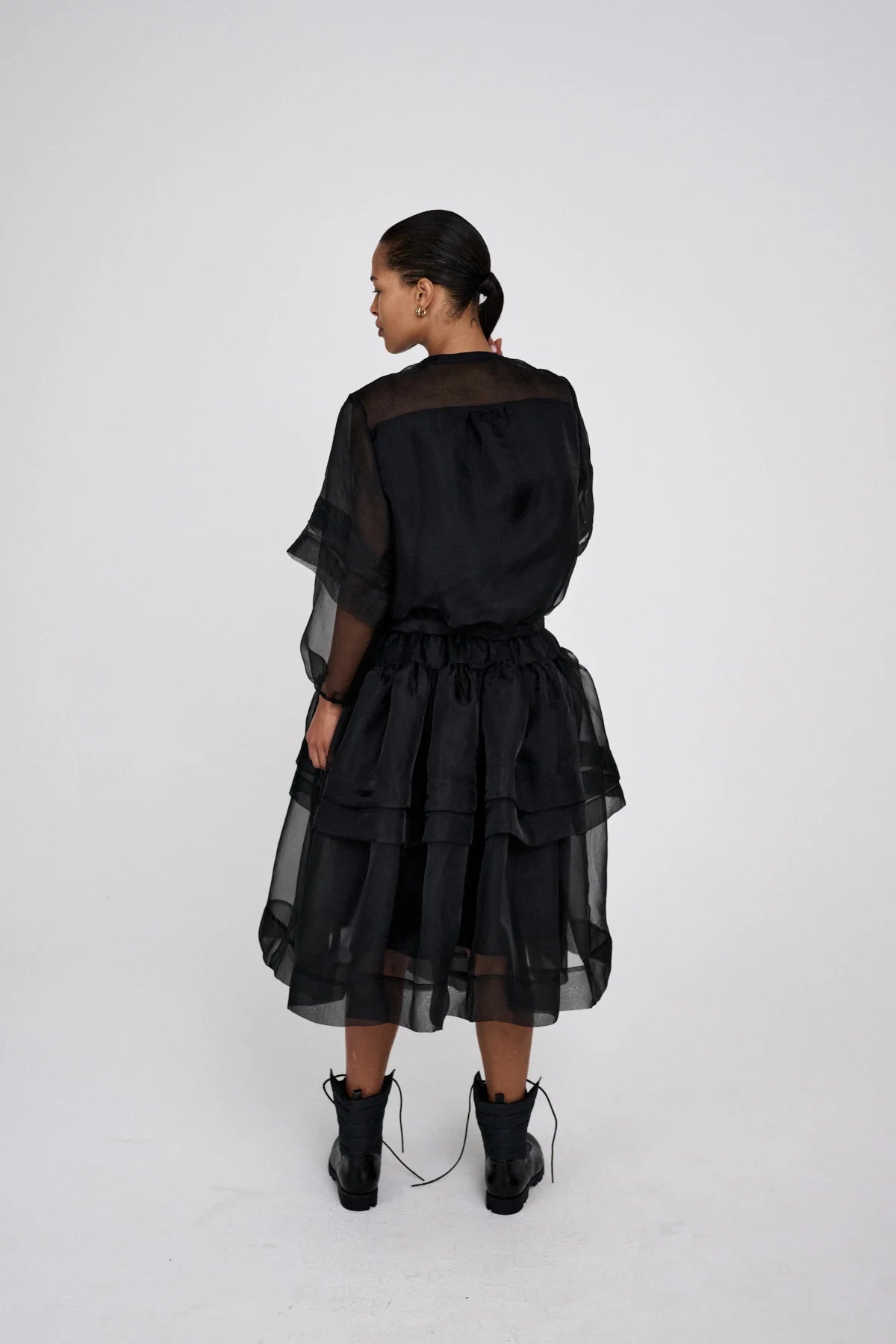 Rabens Saloner Everlyn Organza Layer Shirt Jacket Black