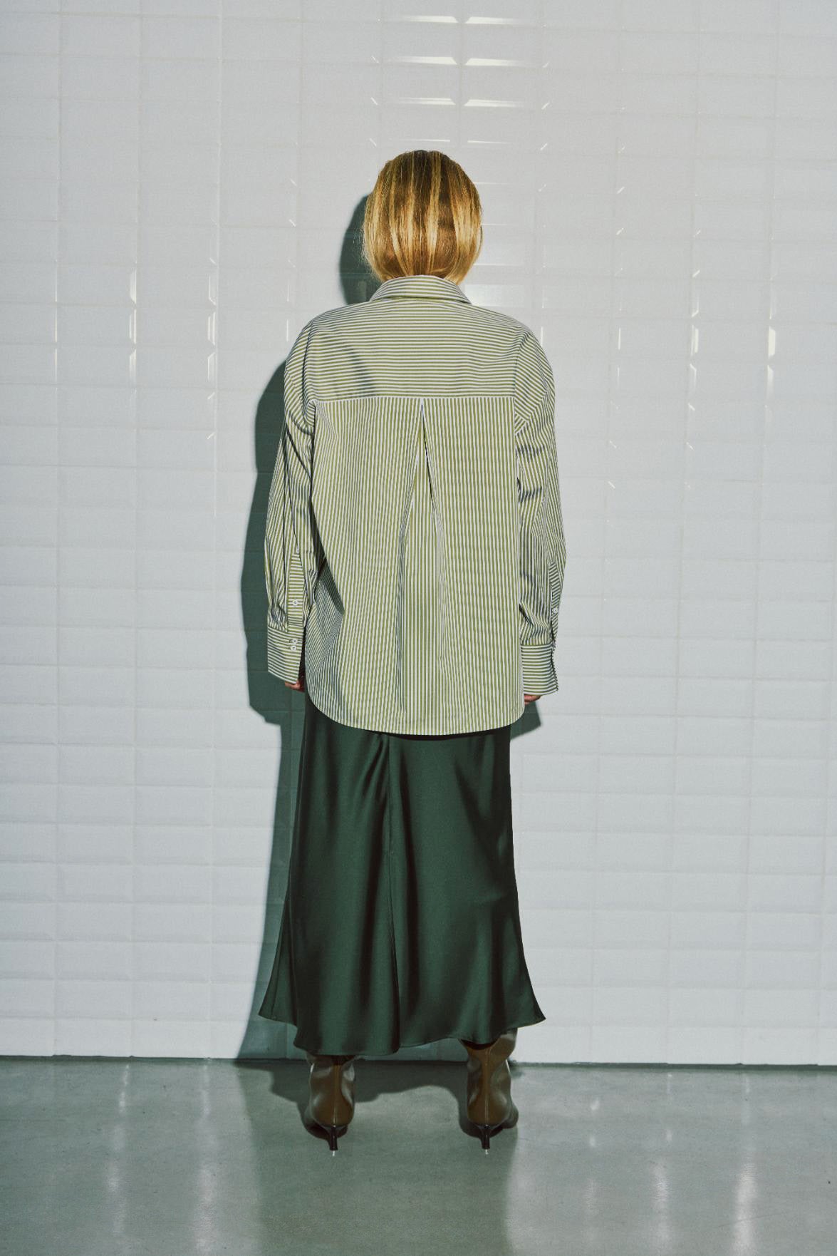 WITHBLACK WBLFenja LS Shirt Avocado White Stripe