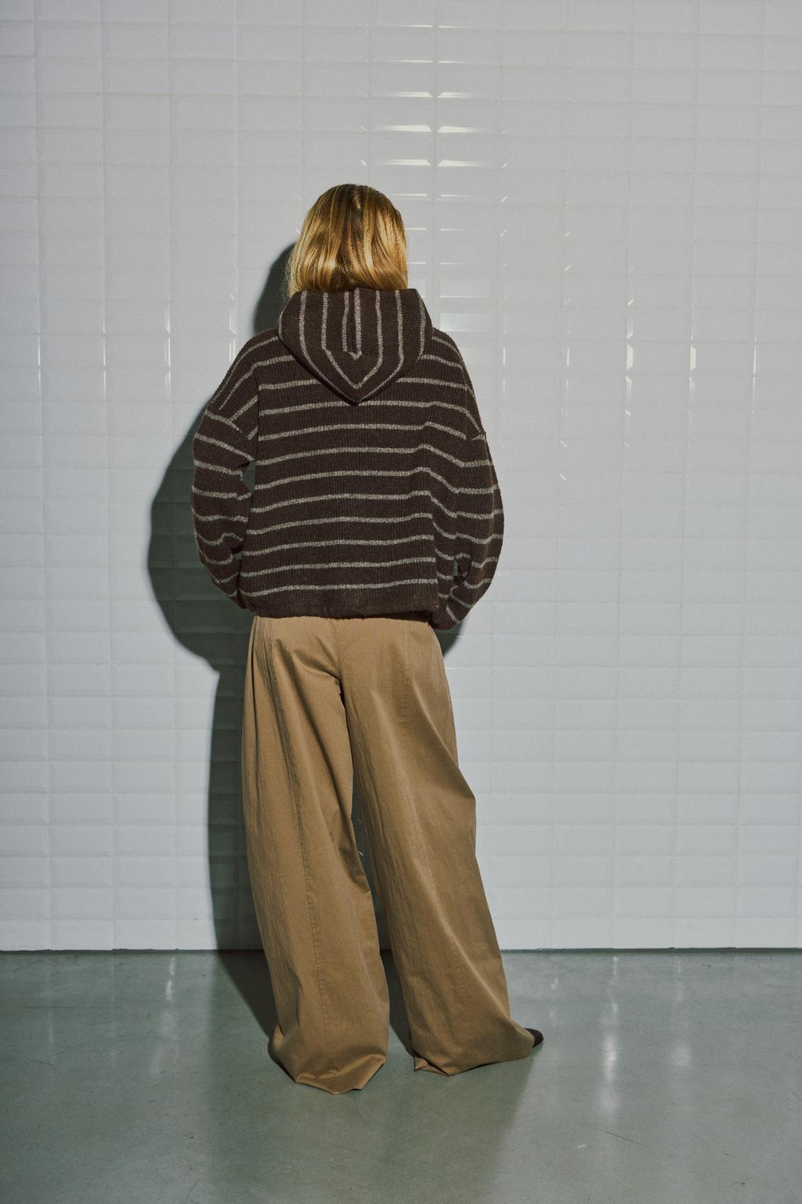 WITHBLACK WBLiza LS Hooded Pullover 00001869 Brown Melange Stripe