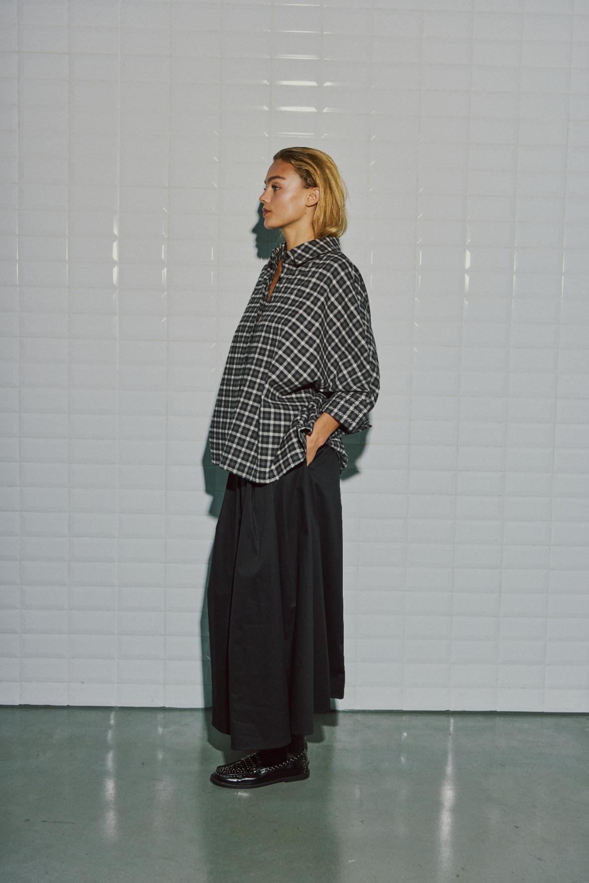 WITHBLACK WBLmadison Check Bat Shirt Dark Grey Check