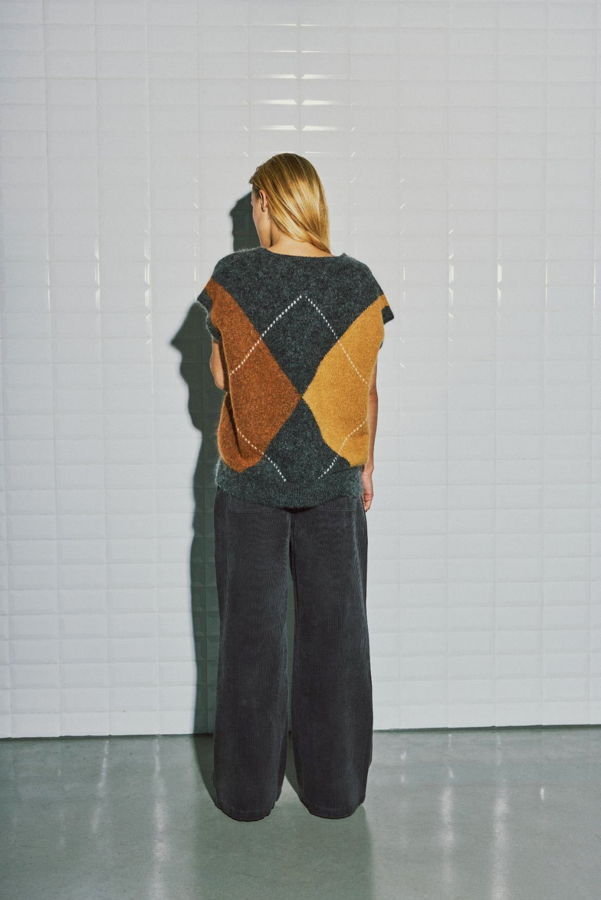 WITHBLACK WBLVenus Harlekin Waistcoat Desert Camel Harlekin