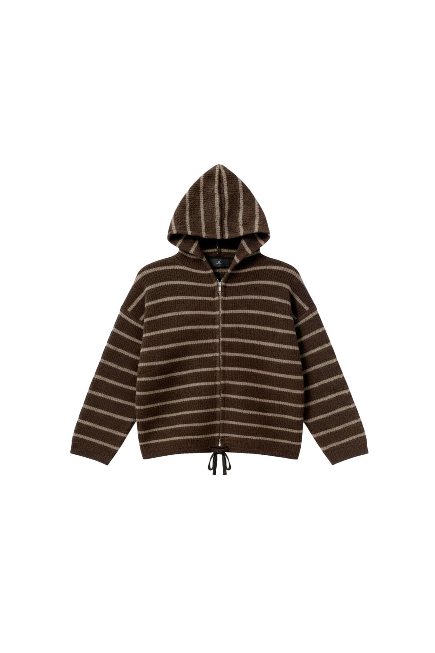 WITHBLACK Wbliza LS Hooded Pullover Brown Melange Stripe