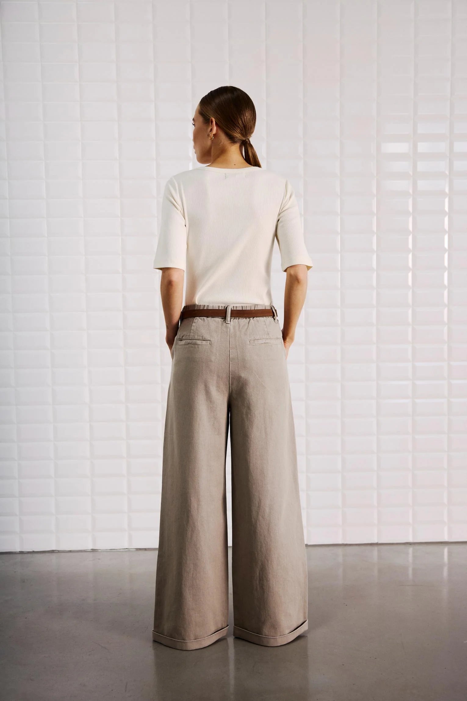 WITHBLACK WbLsteffi HW Wide Pant 00001467 Grey Sand