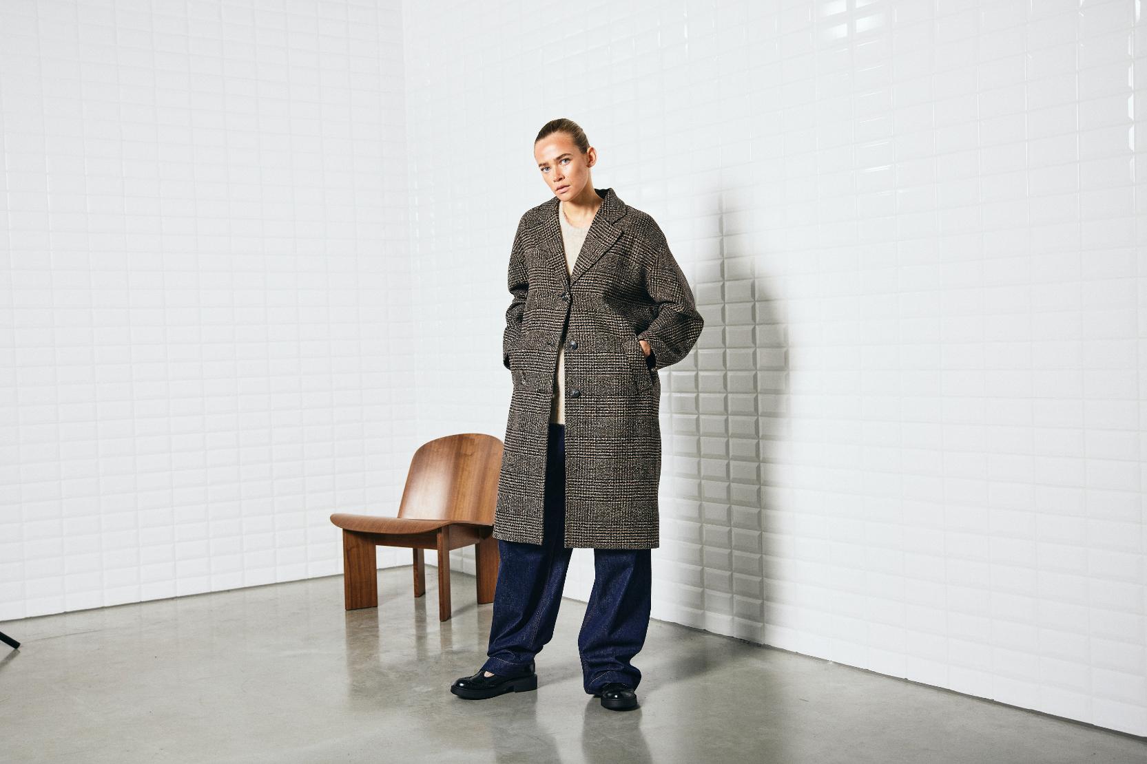 WITHBLACK WBLvista Checked Coat Brown Prince of Wales