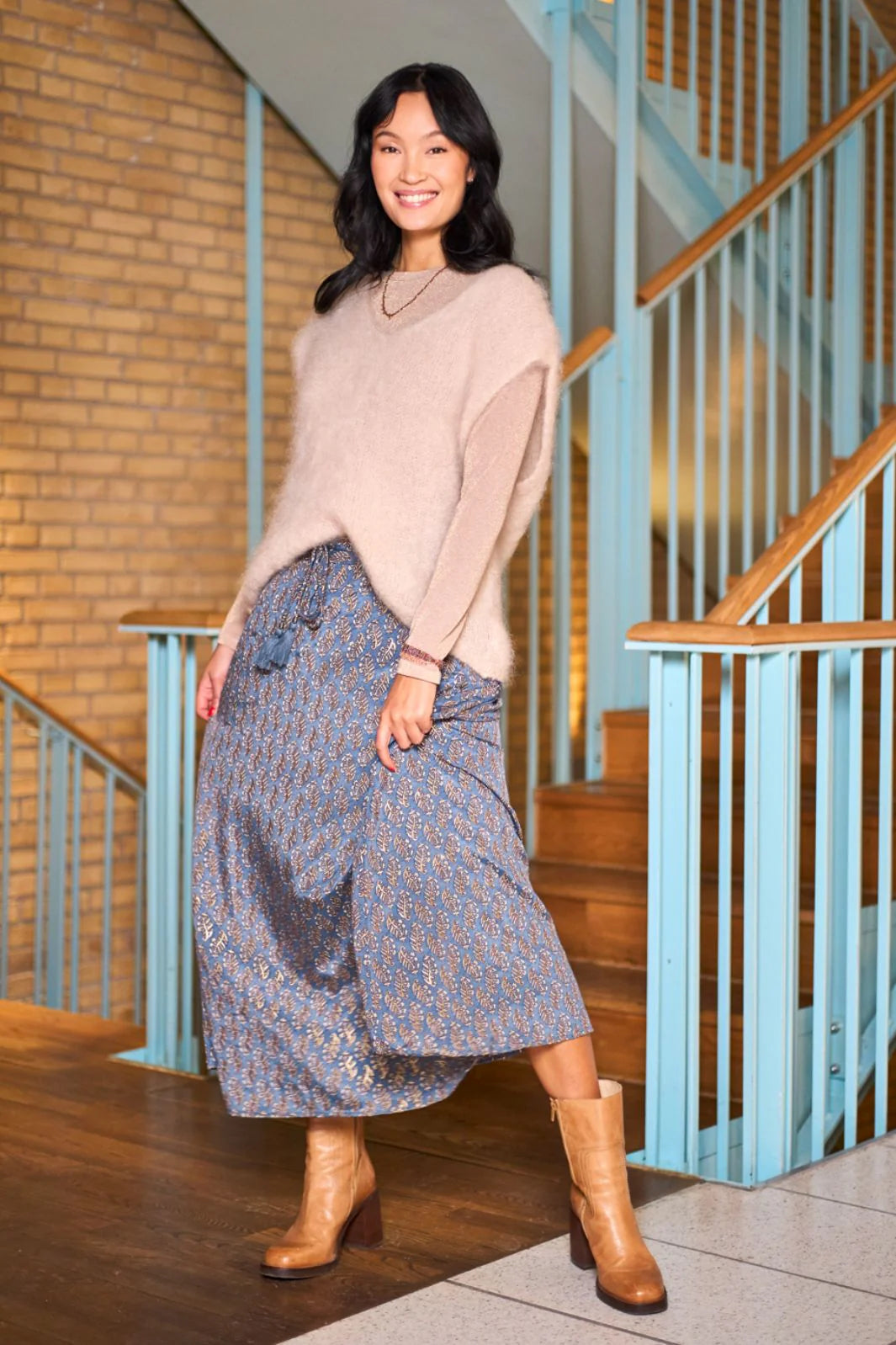 Black Colour BCLuna Regular Skirt Blue Mist