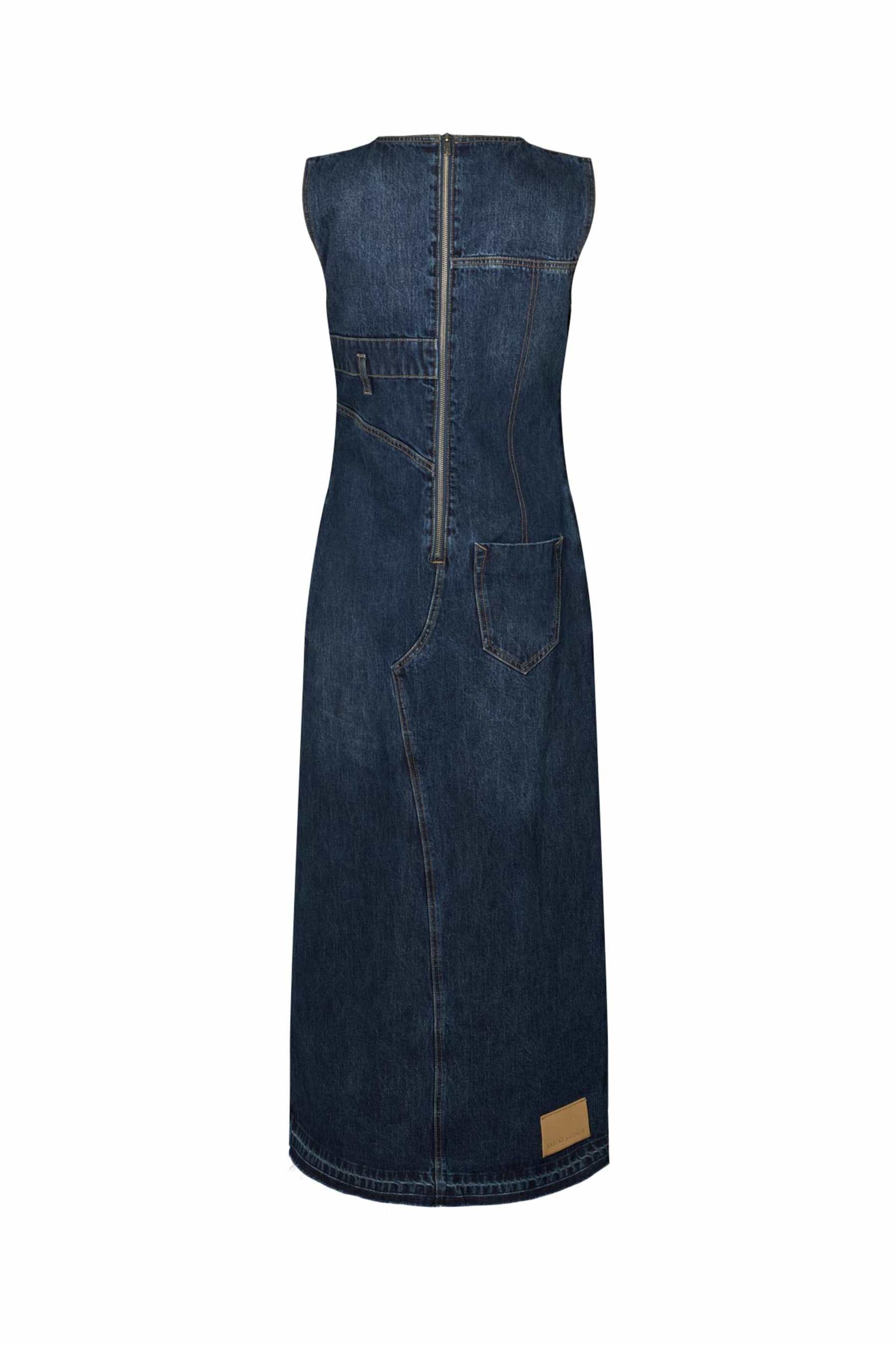 Rabens Saloner Inette Patchwork denim dress Dark Washed Indigo