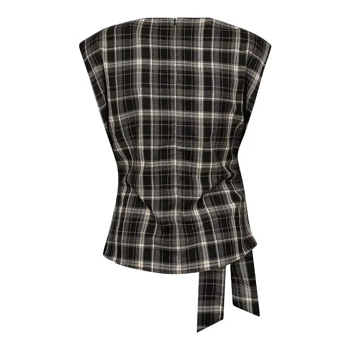 Co'Couture DagnyCC Check Pleat Top 500070 Black
