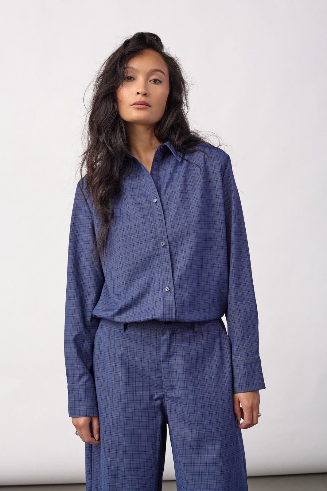 Co'Couture Daxter Check Pleat Shirt 500316 New Blue