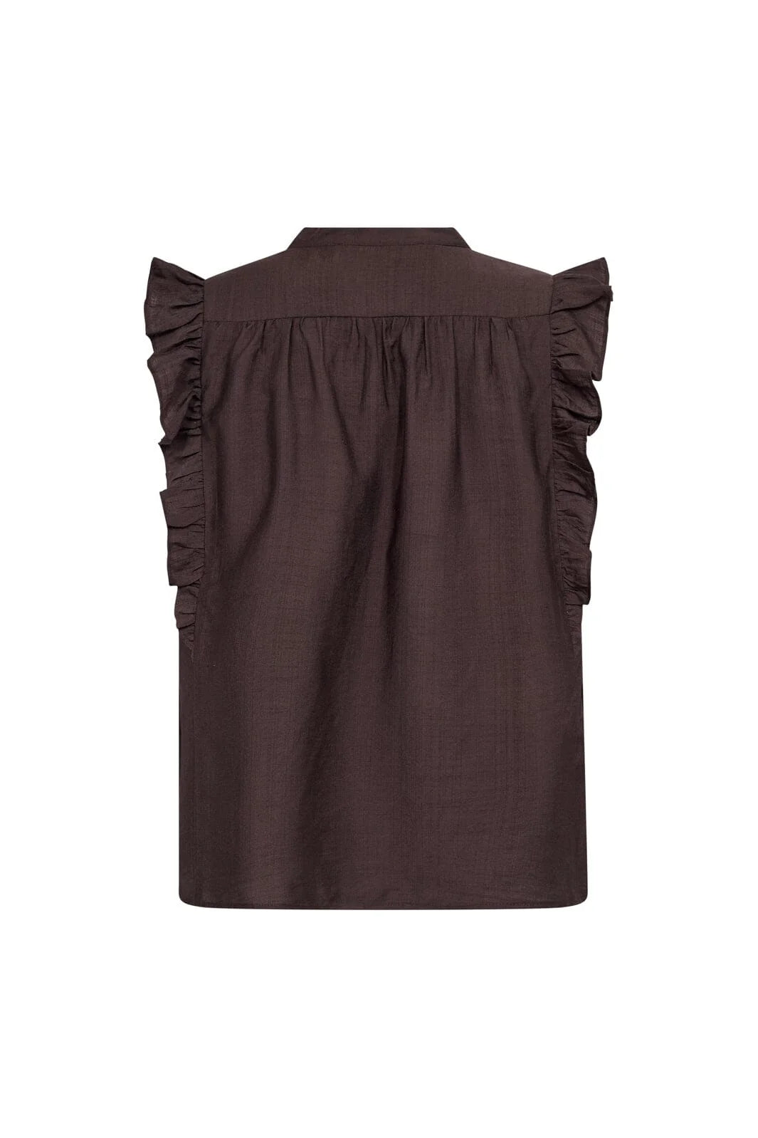 Co'Couture HeraCC Frill SS V-Top Dark Brown