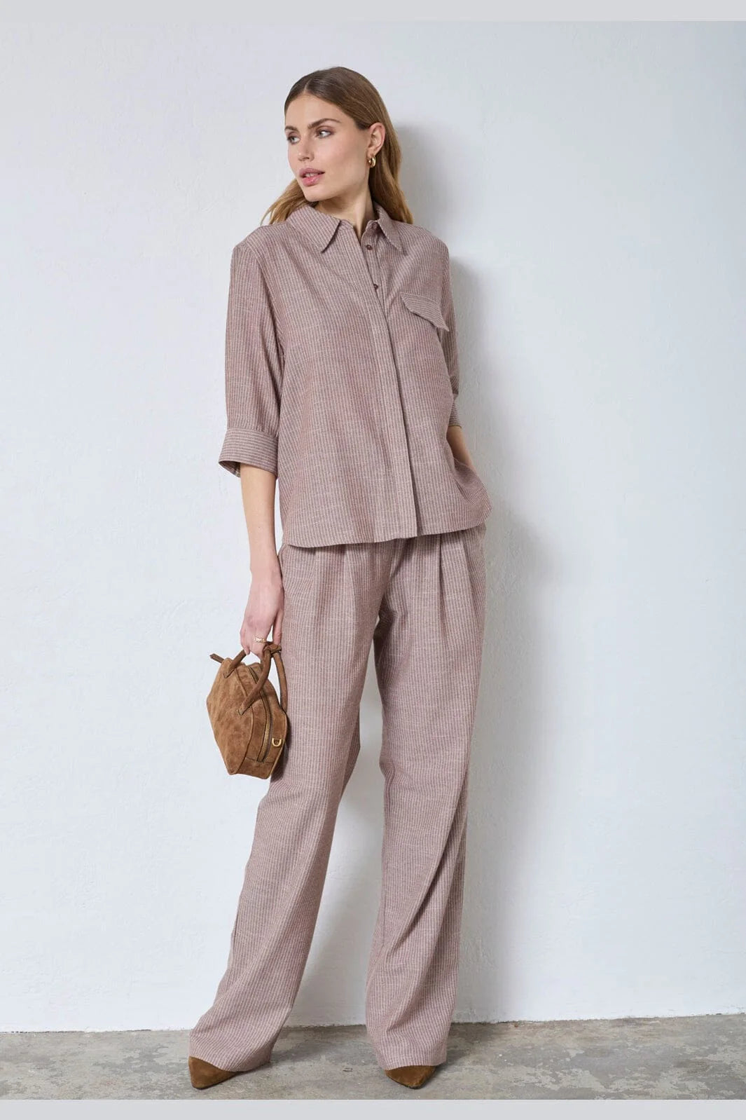 Co'Couture JihoCC Stripe SS Shirt Brown