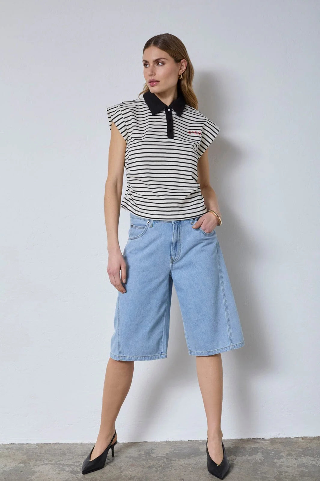 Co'Couture NormaCC Stripe Polo Top Black