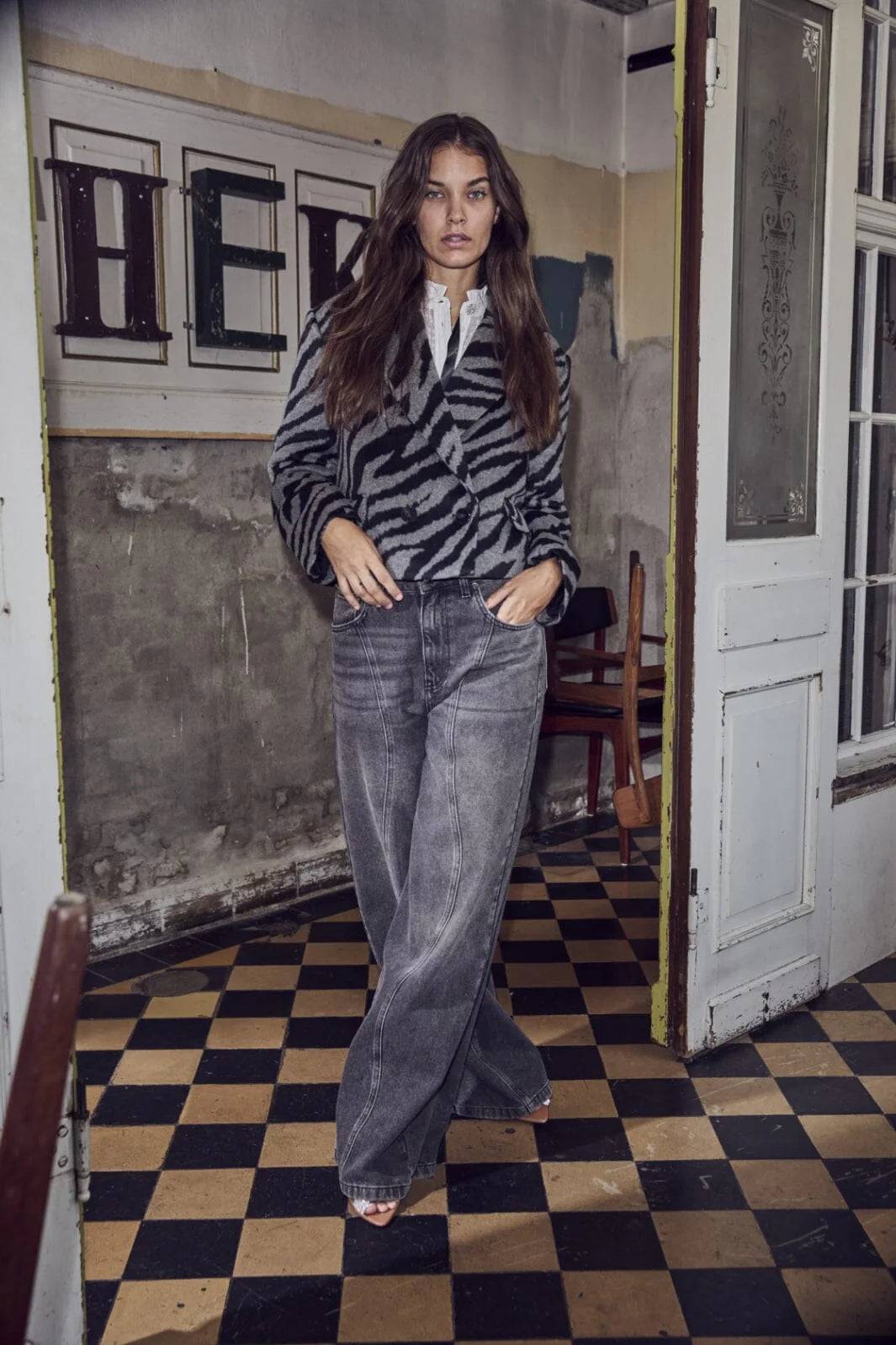 Co'Coture ZuriCC Zebra Crop Jacket 30261 Dark Grey