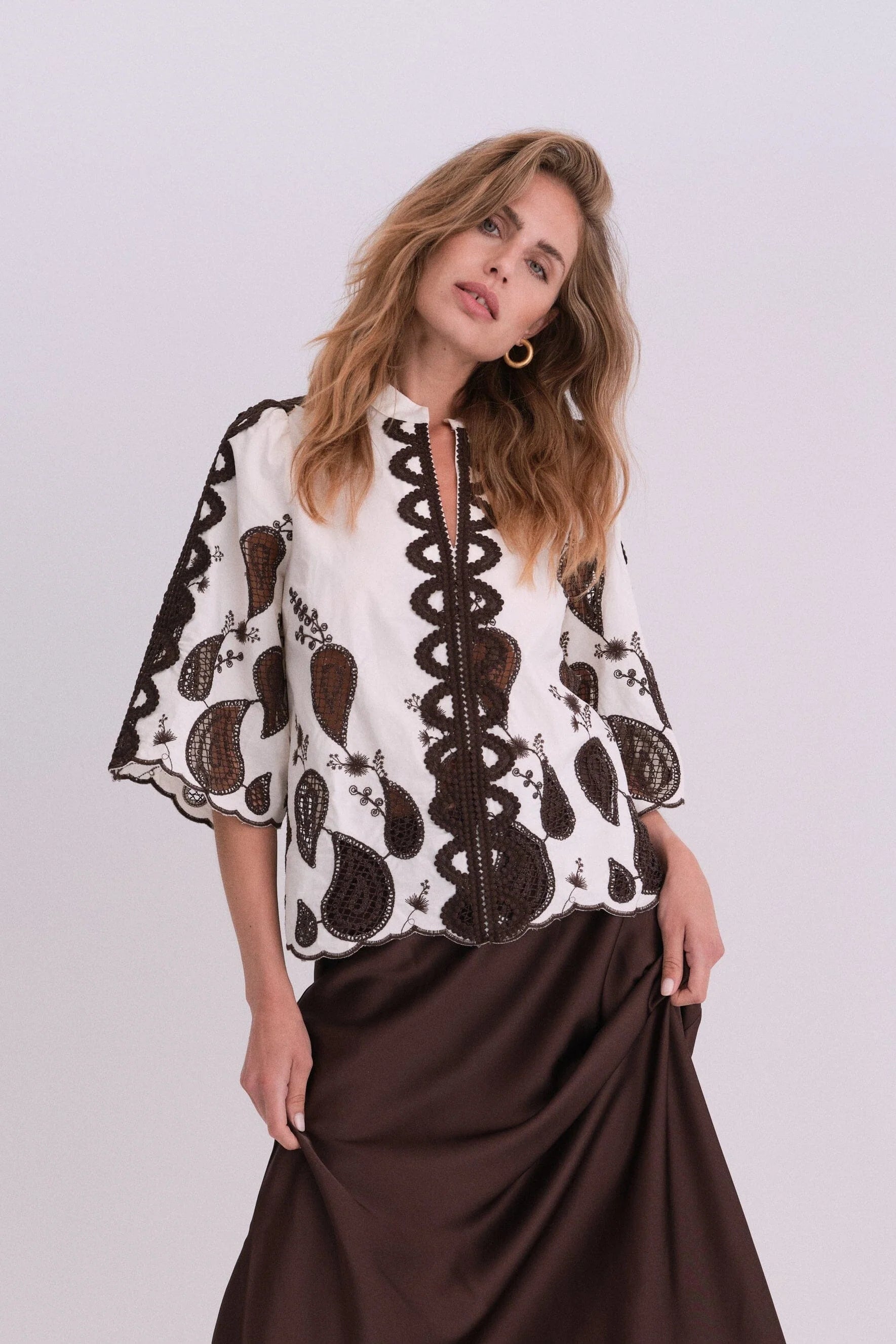 Gossia MiraaGO Blouse G2843 Creme/Brown