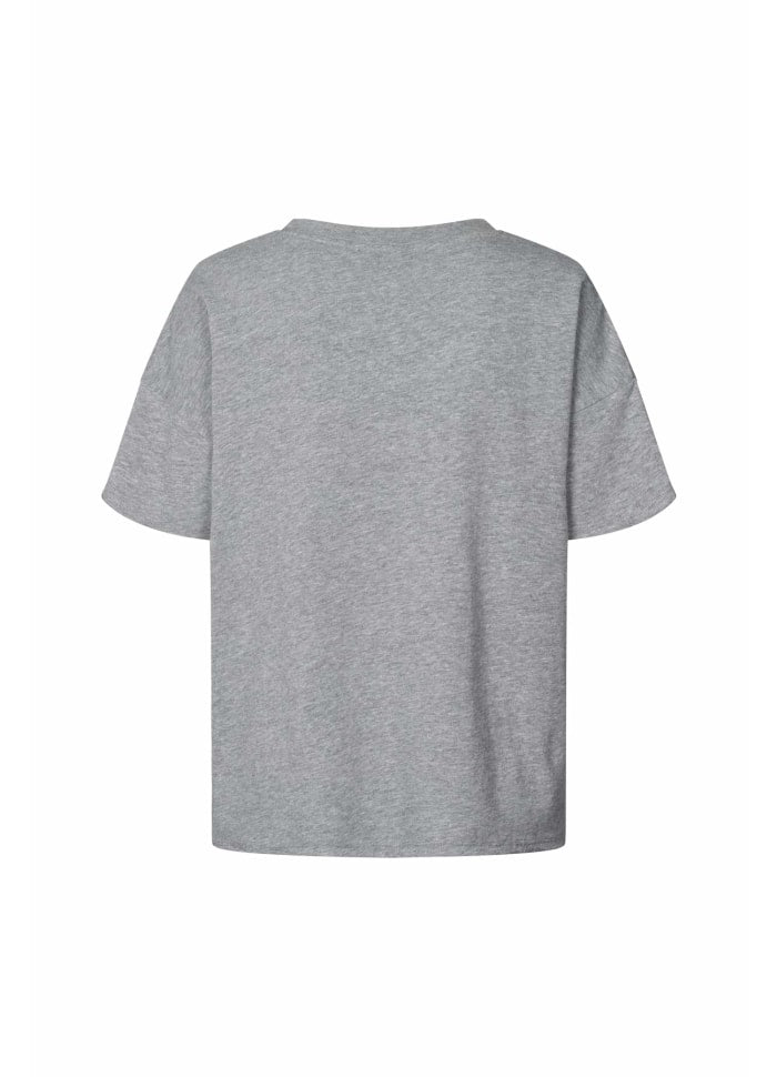 Rabens Saloner Light Stretch Cropped T-shirt Margot Grey Melange