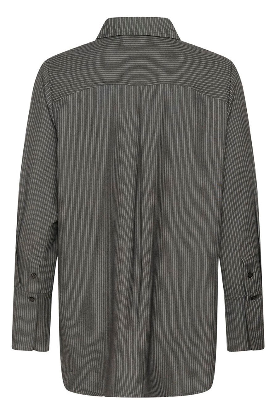 My Essential Wardrobe The Pinstriped Shirt Grey Melange W. Stripe
