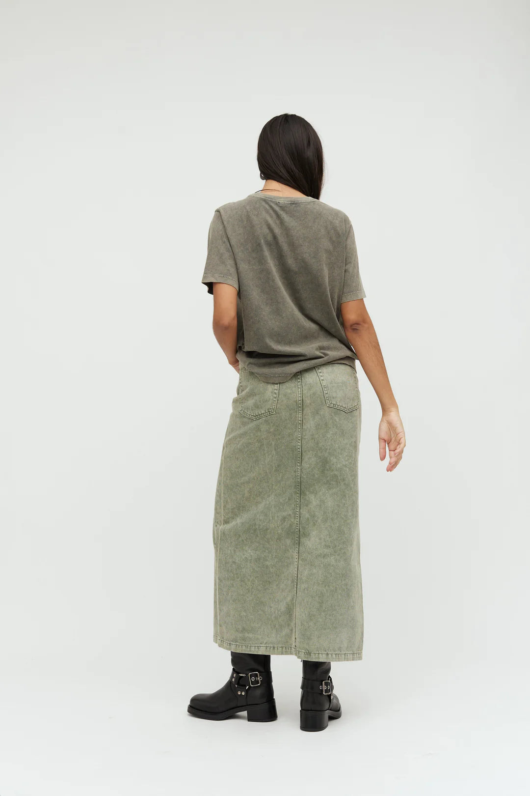MBYM Auriga Lopa Long-M Skirt Iguana Green Wash