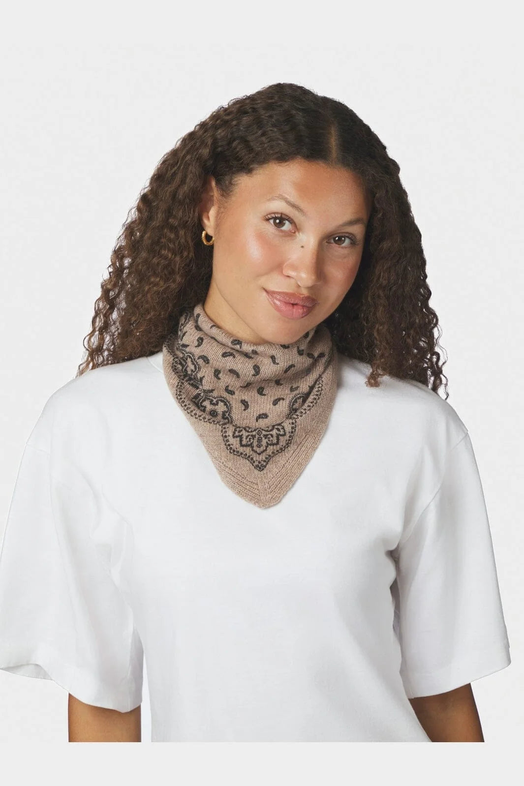 Neo Noir Ariya Paisley Knit Scarf Beige Melange