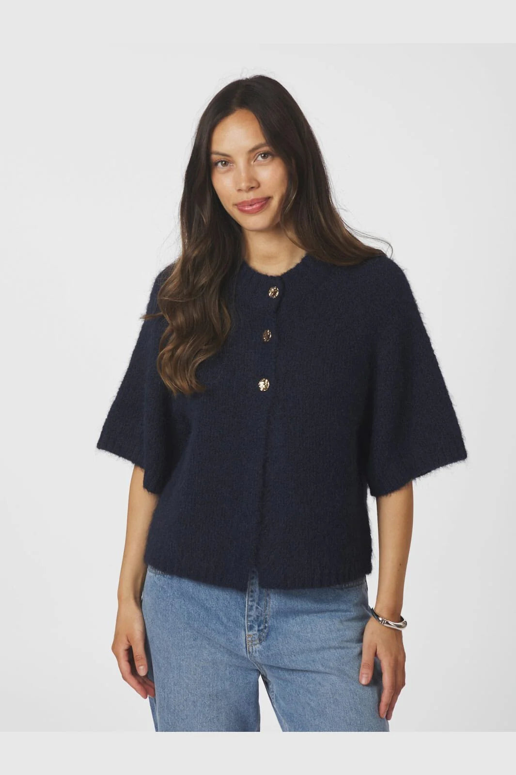 Neo Noir Benuta Fluffy Knit Cardigan 165816 Navy