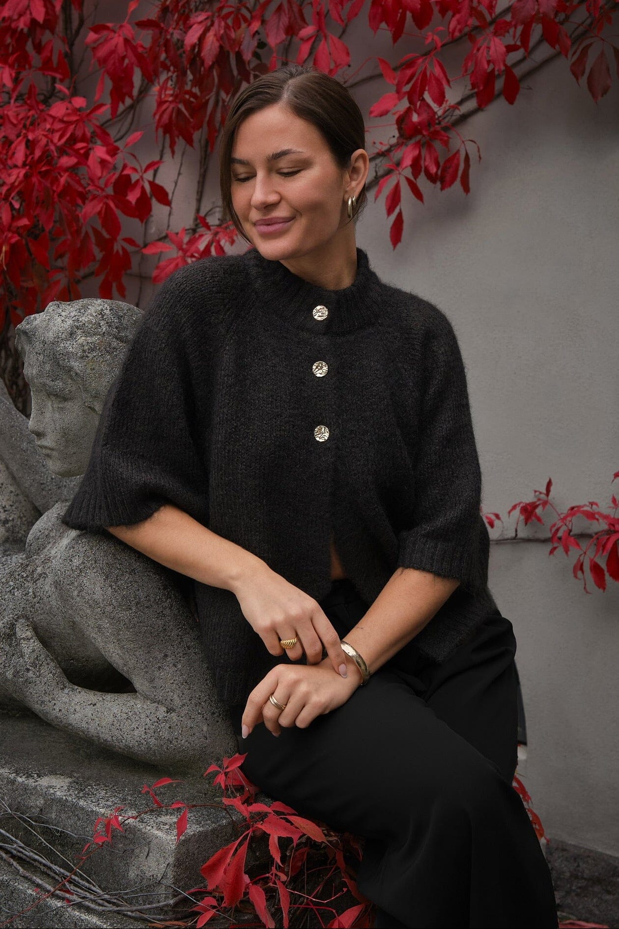 Neo Noir Benuta Fluffy Knit Cardigan 165816 Dark Brown