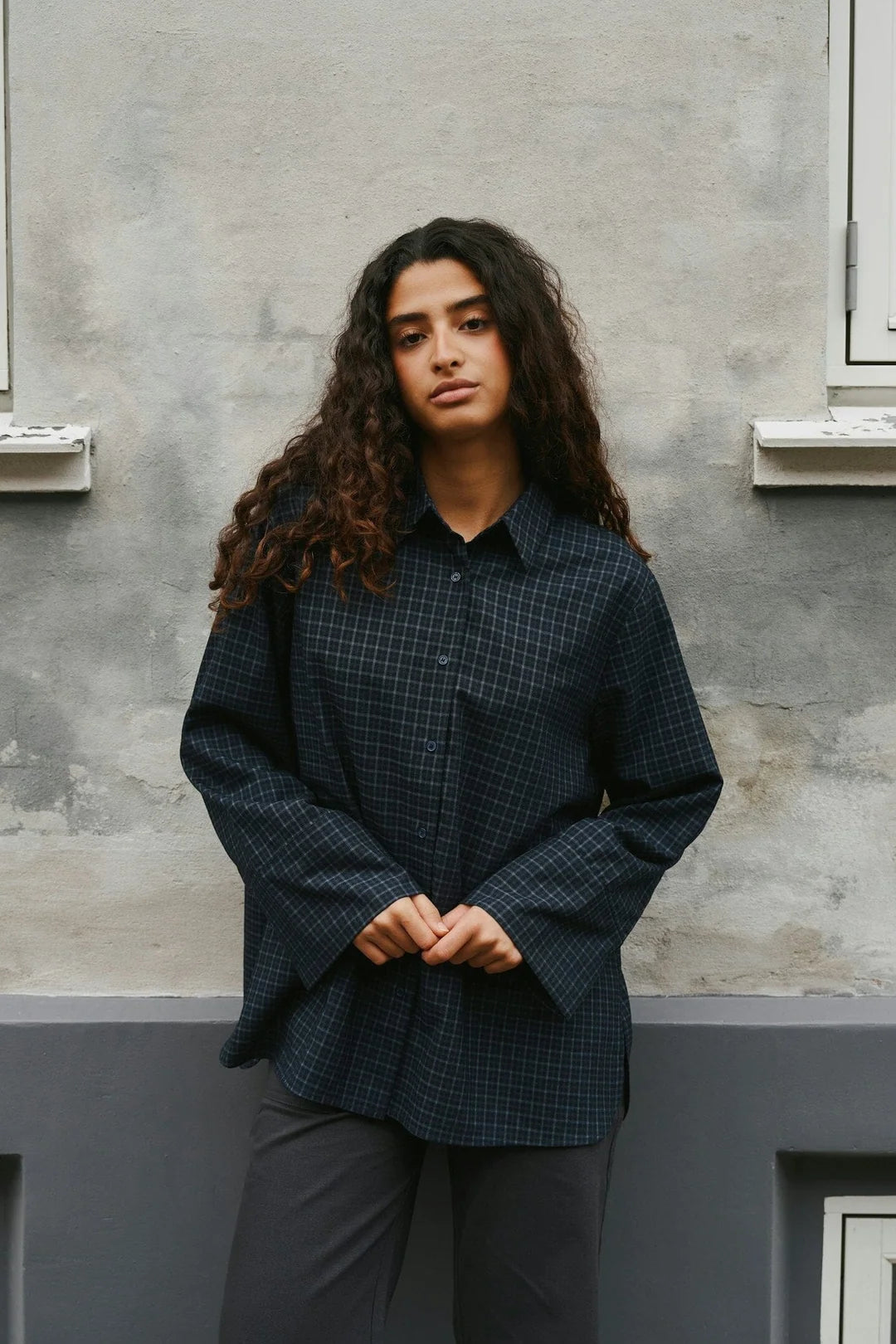 Neo Noir Dita Check Shirt 170763 Dark Blue