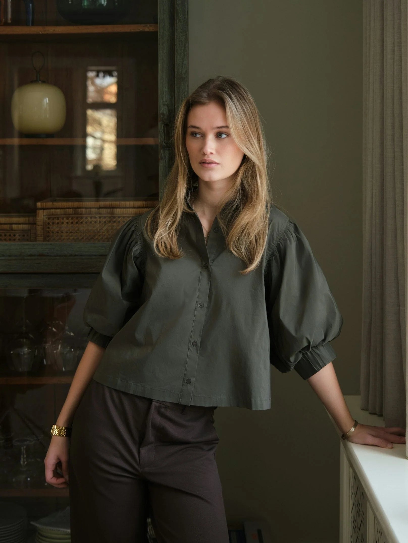 Neo Noir Etta poplin Shirt 168089 Army