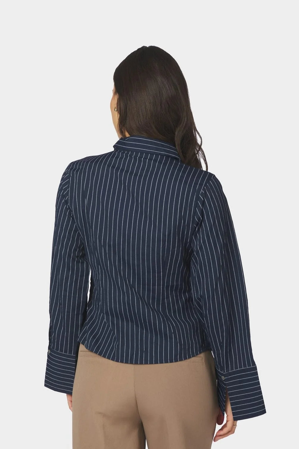 Neo Noir Fenli Slim Stripe Shirt 170977 Navy