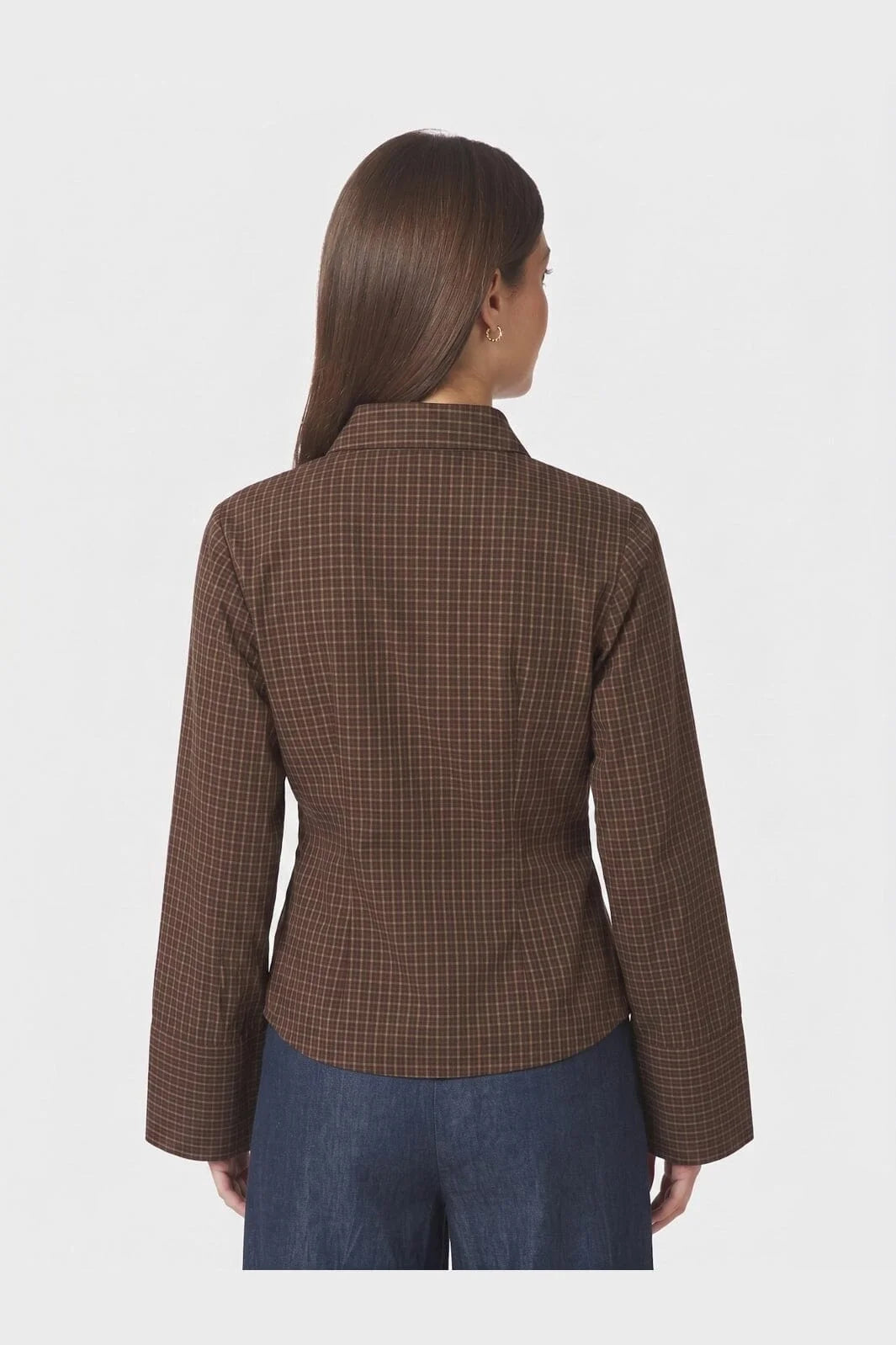 Neo Noir Fenli Small Check Shirt 170086 Aubergine