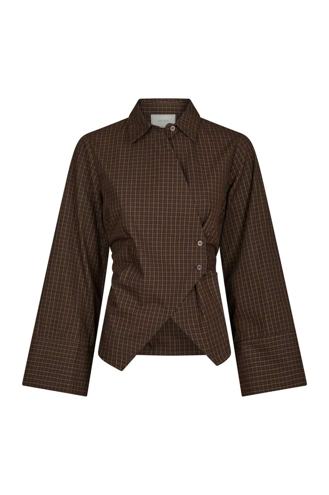 Neo Noir Fenli Small Check Shirt 170086 Aubergine