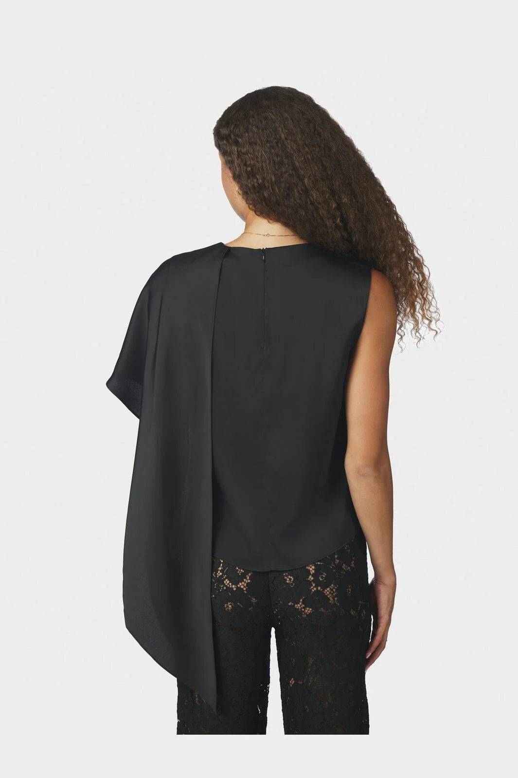Neo Noir Lunelle Drapy Satin Top 169843 Black
