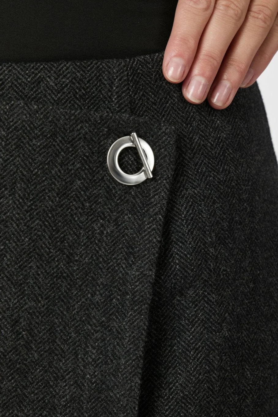 Neo Noir Marisi Herringbone Skirt 165687 Dark Grey