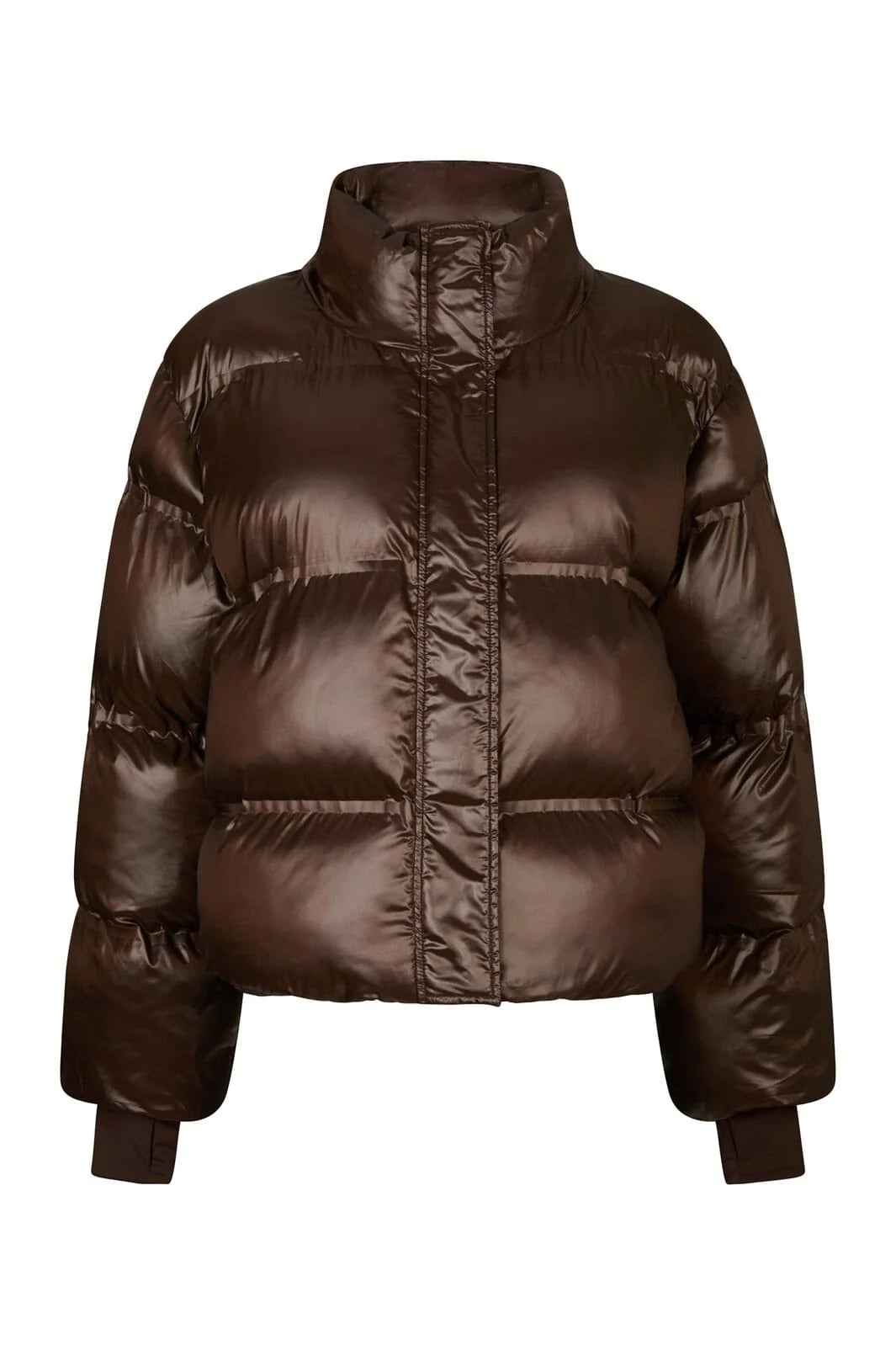 Neo Noir Rhea Shiny Puffer Jacket 165094 Dark Brown